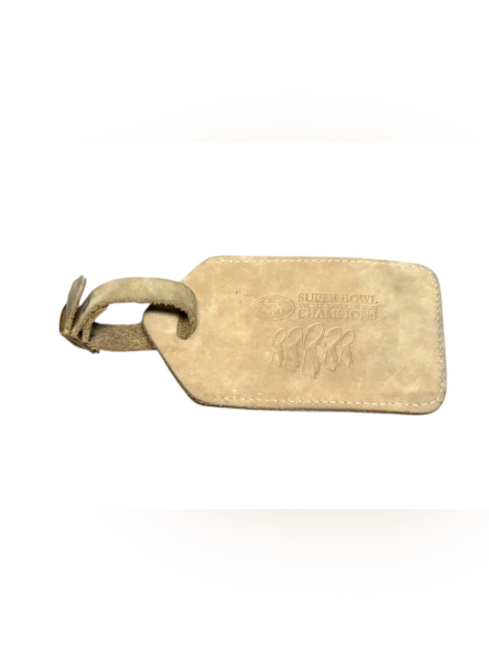 San Francisco 49ers 5-time Super Bowl Champions Suede Tan Leather Luggage Tag